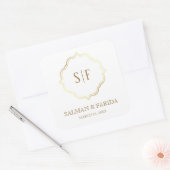 Sticker Carré Gold Blanc Ornate Wedding Favor (Enveloppe)