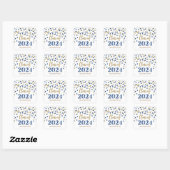 Sticker Carré Gold Blue Confetti Graduation 2024 (Feuille)