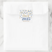 Sticker Carré Gold Blue Confetti Graduation 2025 (Sac)