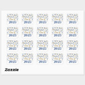 Sticker Carré Gold Blue Confetti Graduation 2025 (Feuille)