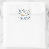 Sticker Carré Gold Blue Confetti Graduation 2025 (Sac)