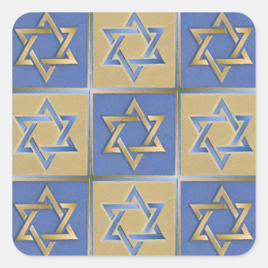 Sticker Carré Gold Blue Star de David Art Panels (Devant)
