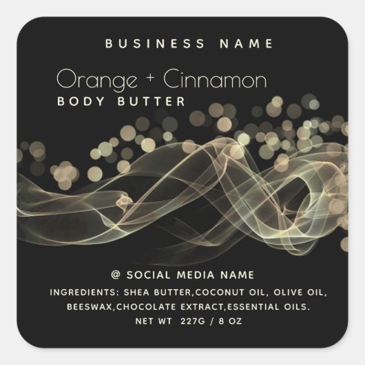 Sticker Carré Gold bokeh Produit de typographie moderne simple (Devant)