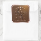 Sticker Carré Gold Brown Product Label Rosegold Frame Monogram (Sac)