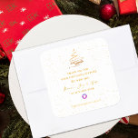 Sticker Carré Gold Christmas Tree Merci Message Entreprise<br><div class="desc">Sticker Carré Gold Christmas Tree Merci Message Entreprise. Le design a un arbre de Noël brillant avec de l'espace pour écrire le nom et le logo de l'entreprise. Customisez-les en changeant le nom de la société et le logo. Découvrez l'ensemble de la collection de cadeaux d'entreprise. Pour toute personnalisation supplémentaire,...</div>