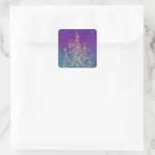 Sticker Carré Gold Christmas Tree Motif Purple Turquoise (Sac)