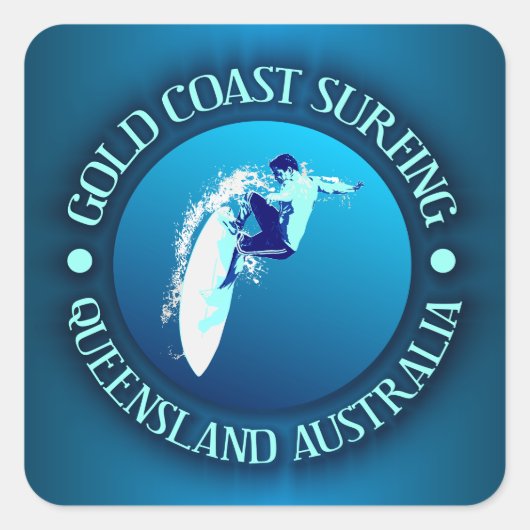 Sticker Carré Gold Coast Surfing (Devant)