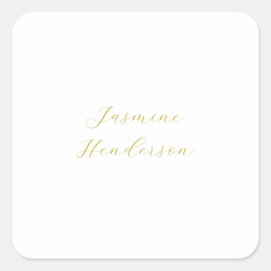Sticker Carré Gold Color Calligraphy Nom professionnel (Devant)
