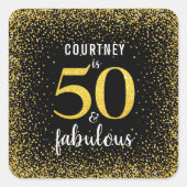 Sticker Carré Gold confetti dots noir 50 fabuleux script moderne (Devant)