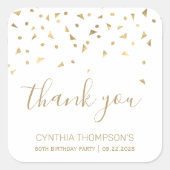 Sticker Carré Gold Confetti Triangles 60e anniversaire Merci (Devant)