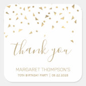 Sticker Carré Gold Confetti Triangles 70e anniversaire Merci (Devant)