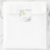 STICKER CARRÉ GOLD DUSKY BLUE BEACHING STARFISH MONOGRAM MARIAGE (Sac)