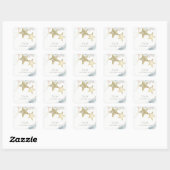 STICKER CARRÉ GOLD DUSKY BLUE BEACHING STARFISH MONOGRAM MARIAGE (Feuille)