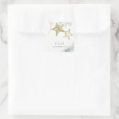 STICKER CARRÉ GOLD DUSKY BLUE BEACHING STARFISH MONOGRAM MARIAGE (Sac)
