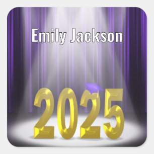 Sticker Carré Gold et Purple 2025 Graduation
