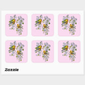 Sticker Carré Gold Finch Oiseaux & Pommier rose (Feuille)