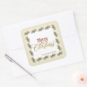 Sticker Carré Gold Foil et Red Merry Christmas Custom (Enveloppe)
