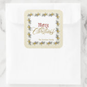 Sticker Carré Gold Foil et Red Merry Christmas Custom (Sac)