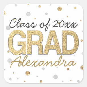 Sticker Carré Gold Foil Parties scintillant Confetti Graduation 
