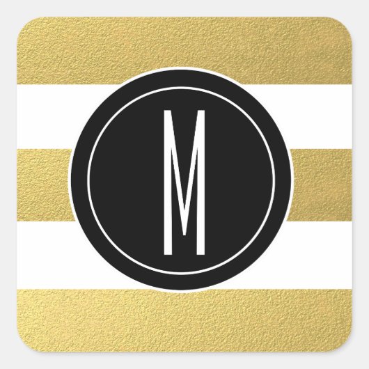 STICKER CARRÉ GOLD FOIL STRIPES | MONOGRAM NOIR (Devant)