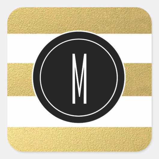 STICKER CARRÉ GOLD FOIL STRIPES | MONOGRAM NOIR (Devant)