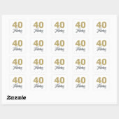 Sticker Carré Gold Glitter 40 et fabuleux | 40e anniversaire (Feuille)