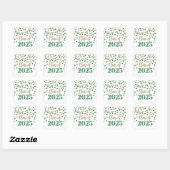 Sticker Carré Gold Green Confetti Graduation 2025 (Feuille)