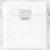 Sticker Carré Gold Green Confetti Graduation 2025 (Sac)