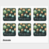 Sticker Carré Gold Green Merry Christmas Ornaments (Feuille)