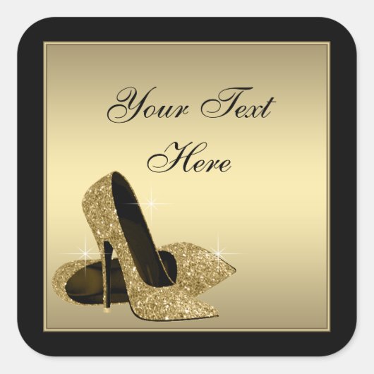 Sticker Carré Gold High talon Chaussures Envelope Seal Party Fav (Devant)
