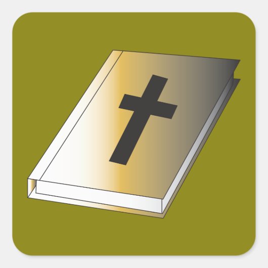 Sticker Carré Gold Holy Bible with Black Cross Religious (Devant)
