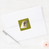 Sticker Carré Gold Holy Bible with Black Cross Religious (Enveloppe)