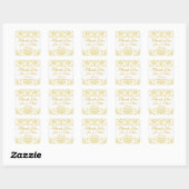 Sticker Carré Gold Ivory Mariage damassé Favor (Feuille)