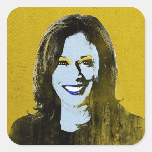 Sticker Carré Gold Kamala Harris Pop Art (Devant)