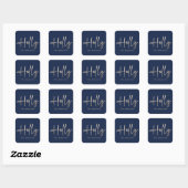 Sticker Carré Gold marine bleu moderne script minimal élégant (Feuille)