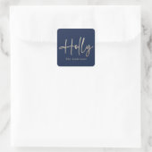 Sticker Carré Gold marine bleu moderne script minimal élégant (Sac)