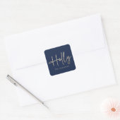 Sticker Carré Gold marine bleu moderne script minimal élégant (Enveloppe)