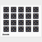Sticker Carré Gold Moon Sun Mandala Blue Night Sky Motif (Feuille)