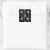 Sticker Carré Gold Moon Sun Mandala Blue Night Sky Motif (Sac)