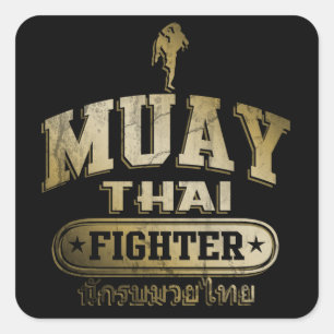 Sticker Carré Gold Muay Thai Fighter