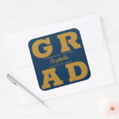 Sticker Carré Gold on Navy Blue Bold Graduation Party (Enveloppe)