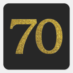 Sticker Carré Gold Parties scintillant Numéro 70 - Police large