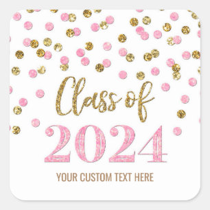 Sticker Carré Gold Pink Confetti 2024