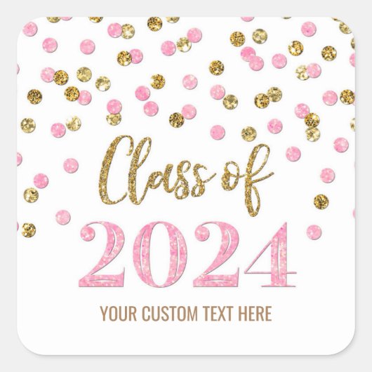 Sticker Carré Gold Pink Confetti 2024 (Devant)