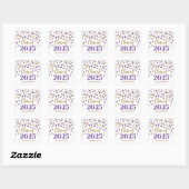 Sticker Carré Gold Purple Confetti Graduation 2025 (Feuille)
