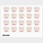 Sticker Carré Gold Red Confetti Graduation 2025 (Feuille)