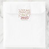 Sticker Carré Gold Red Confetti Graduation 2025 (Sac)