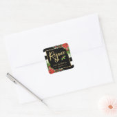 Sticker Carré Gold Rejoice Script de Noël religieux Floral (Enveloppe)