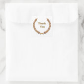 Sticker Carré Gold Rustic Laurel Wreath Merci (Sac)