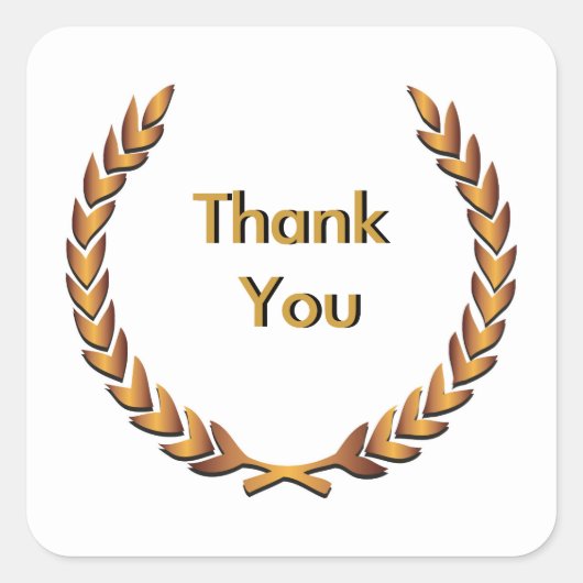 Sticker Carré Gold Rustic Laurel Wreath Merci (Devant)